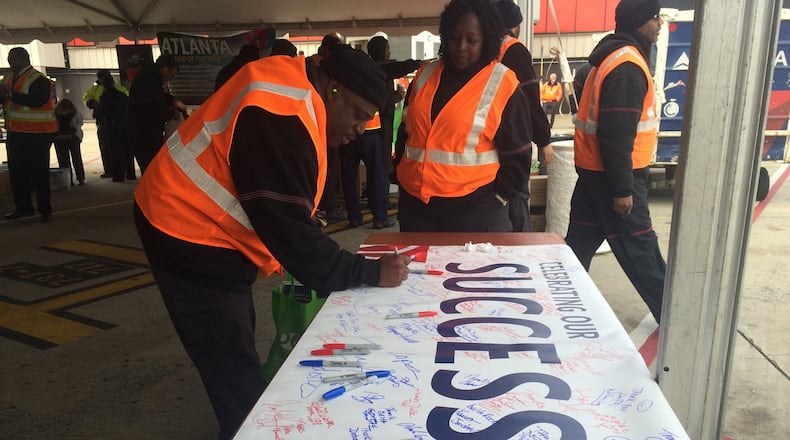 A past Delta profit sharing day in the tarmac area of Concourse D at Hartsfield-Jackson.
