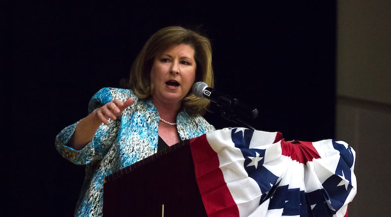 Former U.S. Rep. Karen Handel watched a pair of her fellow Republicans drop out of the race for her former seat in Congress, and she picked up some big endorsements, too. STEVE SCHAEFER / SPECIAL TO THE AJC