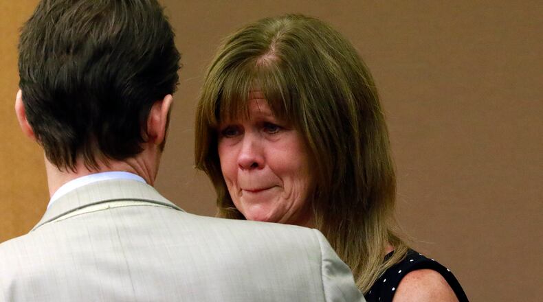 Janna Thompson reacts to the verdict as she is acquitted on all charges. The owner of former in-home day care stood trial on second-degree murder and other charges in the death of 3-year-old Max Stephens. BOB ANDRES /BANDRES@AJC.COM