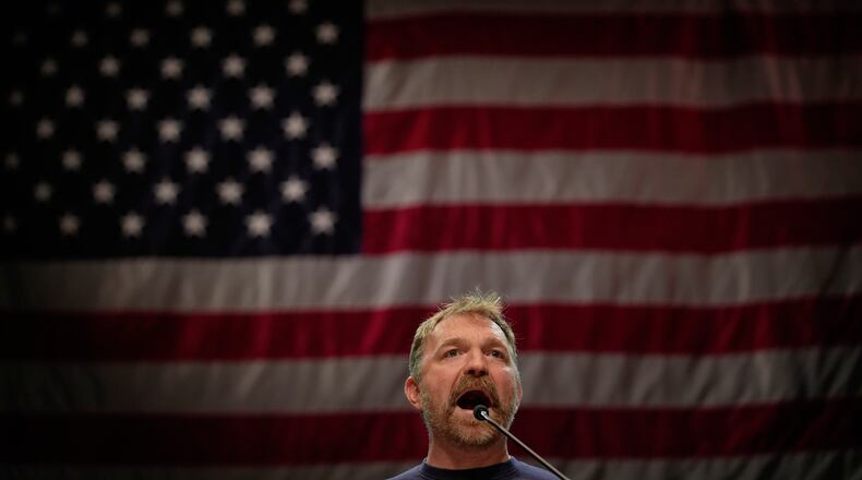 Graham Platner, Democratic candidate for U.S. Senate, speaks at an event hosted by Sen. Bernie Sanders in Orono, Maine, Sunday, May 24, 2026. (AP Photo/Robert F. Bukaty)
