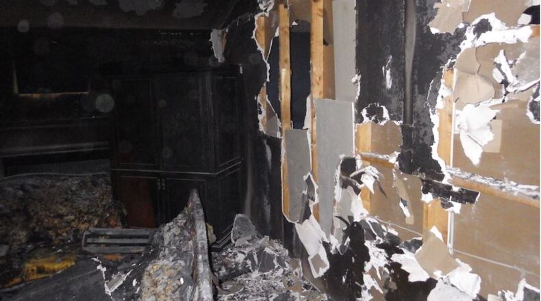 A fire that may have been sparked by Christmas tree lights caused damage to a house in Dacula. (Gwinnett County Fire Department)