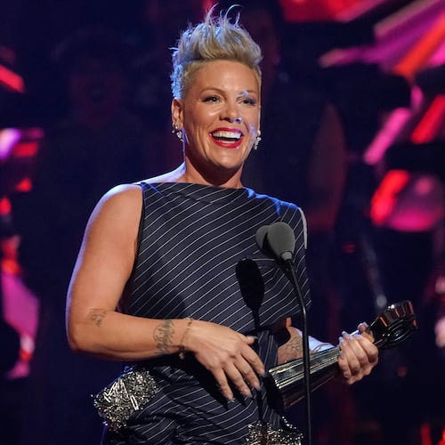 FILE - Pink accepts the Icon award at the iHeartRadio Music Awards in Los Angeles on March 27, 2023. (AP Photo/Chris Pizzello, File)