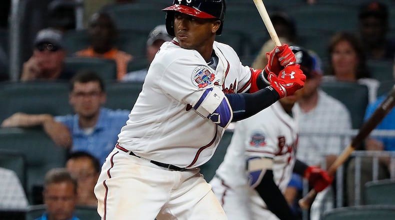 Ozzie Albies was called up from Triple-A Tuesday and made his first major league hit a memorable one Thursday, a three-run homer in the ninth inning against the Dodgers. (Photo by Kevin C. Cox/Getty Images)