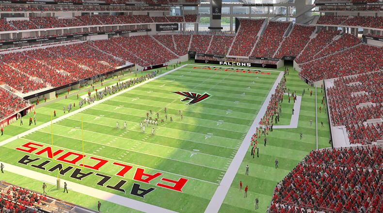 Falcons' Mercedez-Benz Stadium will seat 70,000 fans.