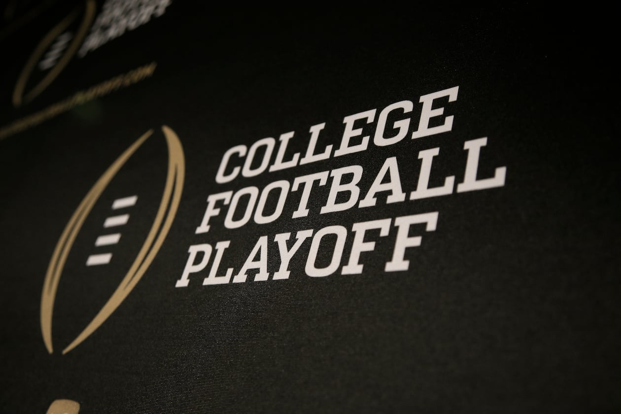 The College Football Playoff logo (AP Photo/Tony Gutierrez)