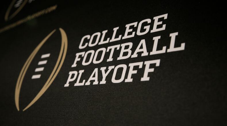 The College Football Playoff logo (AP Photo/Tony Gutierrez)