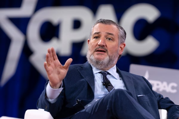 FILE - Sen. Ted Cruz, R-Texas, speaks at the Conservative Political Action Conference, CPAC, at the Gaylord National Resort & Convention Center, Feb. 20, 2025, in Oxon Hill, Md. (AP Photo/Jose Luis Magana, File)