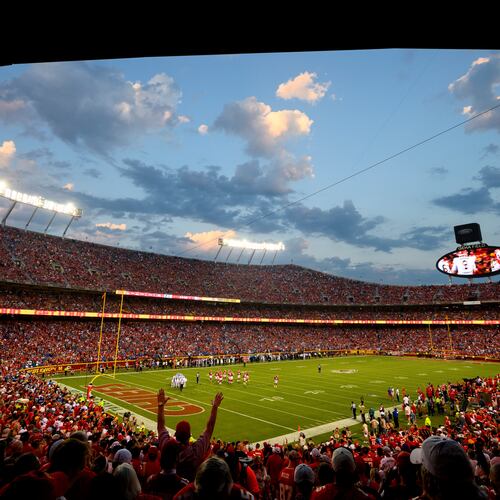 FILE - A general overall interior view of GEHA Field at Arrowhead Stadium during the first half of an NFL football game between the Kansas City Chiefs and the Detroit Lions, Thursday, Sept. 7, 2023 in Kansas City, Mo. (AP Photo/Reed Hoffmann, File)