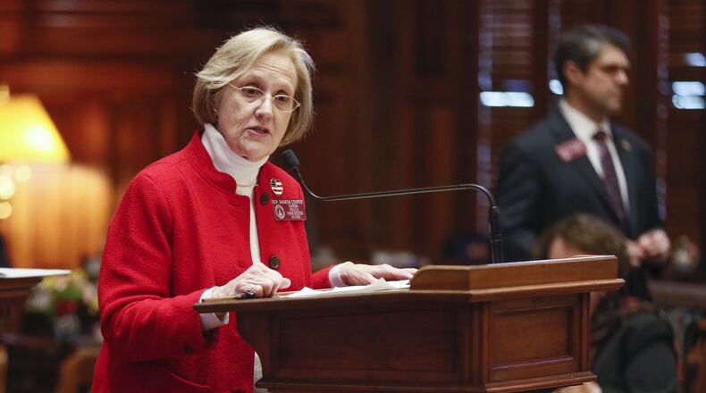 Sharon Cooper, R-Marietta, is lead sponsor of a House bill that would tighten regulation of assisted living communities and large personal care homes for the protection of elderly residents. The bill passed the House in February and is expected to be taken up when the session starts again in June. (PHOTO: Bob Andres/robert.andres@ajc.com)