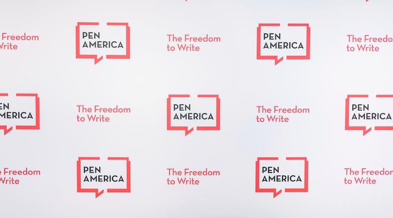FILE - Signage is displayed at the PEN America Literary Gala, May 16, 2024, in New York. (Photo by Christopher Smith/Invision/AP, File)