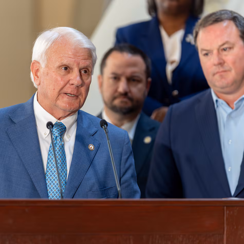 Georgia House Speaker Jon Burns speaks inside the Georgia State Capitol building in May. (Ben Hendren for the AJC)