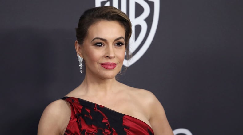 Alyssa Milano arrives at the InStyle and Warner Bros. Golden Globes after party at the Beverly Hilton Hotel on Jan. 6, 2019, in Beverly Hills, Calif.