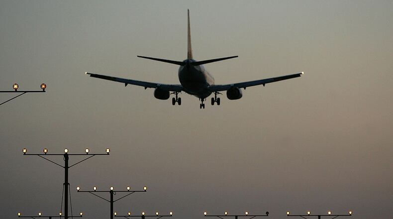 The FAA is looking into an incident of a drone hovering above a plane approaching McCarran International Airport in Nevada after video emerged online. (File Photo by David McNew/Getty Images)