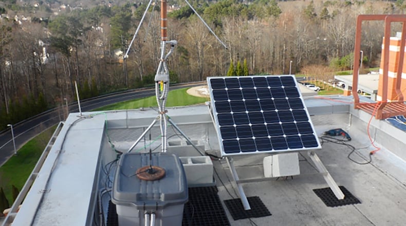 A solar-powered sensor will be installed on the roof of North Fayette Elementary School as part of Georgia Tech’s North Georgia Lightning Mapping Array. Courtesy Georgia Tech Research Institute