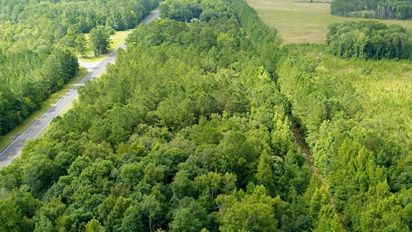 Aerial footage advertises the Coastal Georgia Commerce Park in Camden County, a planned industrial park that received a state development grant in early 2026.