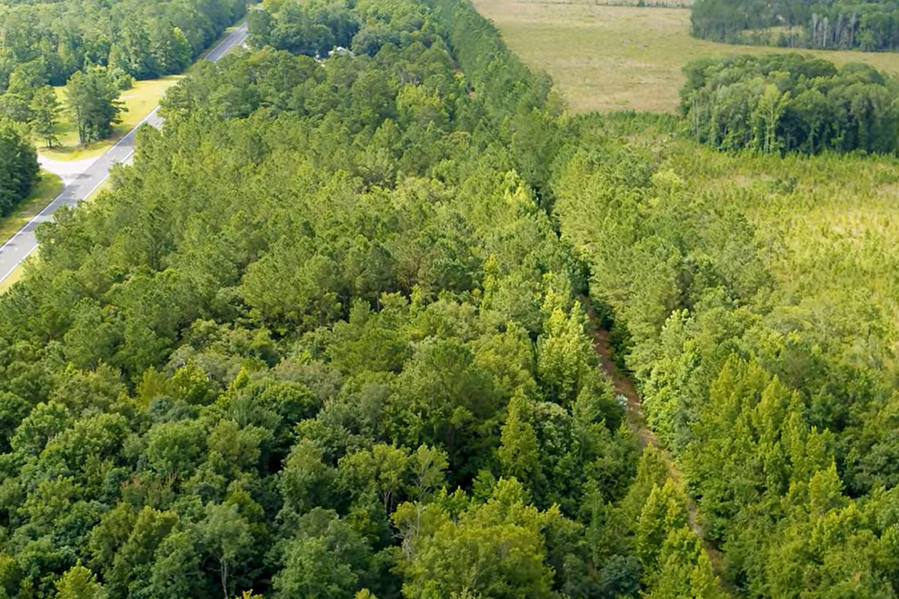 This is aerial footage advertising the Coastal Georgia Commerce Park in Camden County, a planned industrial park that received a state development grant in early 2026. (Courtesy of Camden County Joint Development Authority)