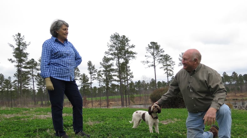 George and Beth Thornton are training their dog Sophie to search for truffles on their Elbert County property. Contributed by Emma N. Hurt
