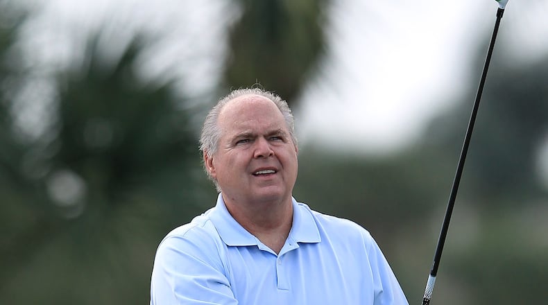WEST PALM BEACH, FL - MARCH 12: Rush Limbaugh of the USA the radio personality during the Els for Autism Pro-am at The PGA National Golf Club on March 12, 2012 in West Palm Beach, Florida. (Photo by David Cannon/Getty Images)