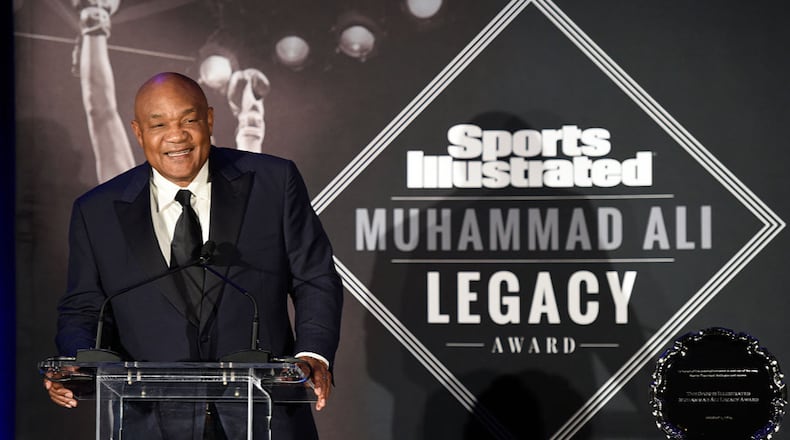 George Foreman attends the Sports Illustrated Tribute to Muhammad Ali at The Muhammad Ali Center on October 1, 2015 in Louisville, Kentucky.  (Photo by Stephen Cohen/Getty Images for Sports Illustrated)