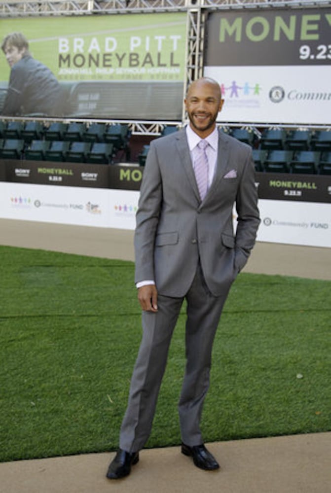 Cast, baseball figures attend the premiere of 'Moneyball'