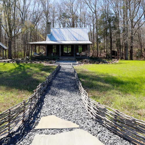 The Ember cabin is one of four cottage-style suites at Quercus, a Luxury Ranch in Meriwether County, seen on Thursday, March 12, 2026. Quercus in Gay, Georgia, was awarded the Best New Hotel Design 2026 by Tablet Hotels, praised for its distinctive blend of regenerative farming and 3,800 acres of forest and pasture. (Miguel Martinez/AJC)