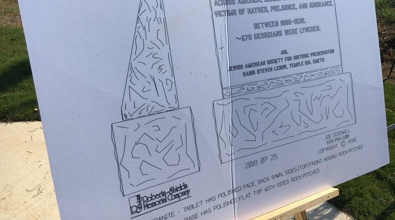 This is a sketch of the national lynching memorial set to be installed near the Leo Frank Memorial in Cobb County.