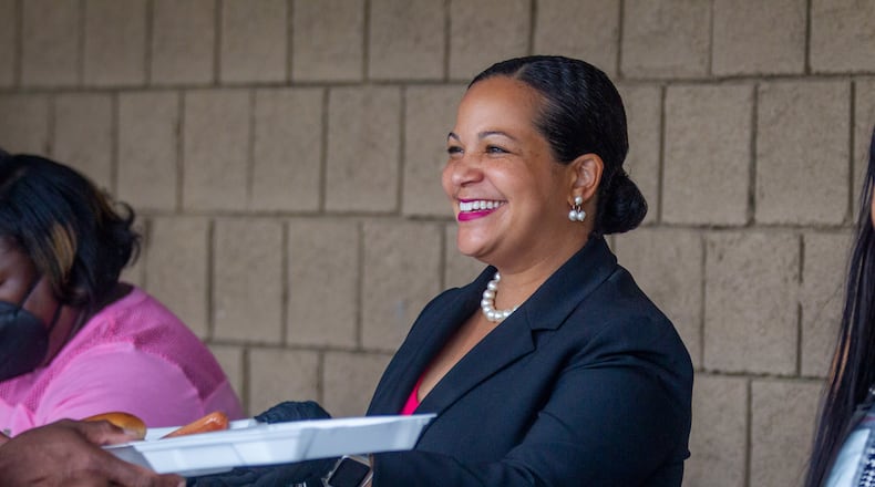 DeKalb County School Superintendent Cheryl Watson-Harris helps to serve lunch during an appreciation lunch for the transportation employees at the East DeKalb Campus Thursday, June 24, 2021. She was fired from her job on April 26, 2022. STEVE SCHAEFER FOR THE ATLANTA JOURNAL-CONSTITUTION