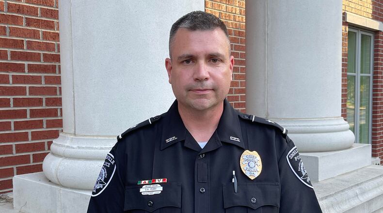 Greg Perry became the new chief of Snellville Police Department on Monday, June 28, 2021. (Tyler Wilkins / tyler.wilkins@ajc.com)