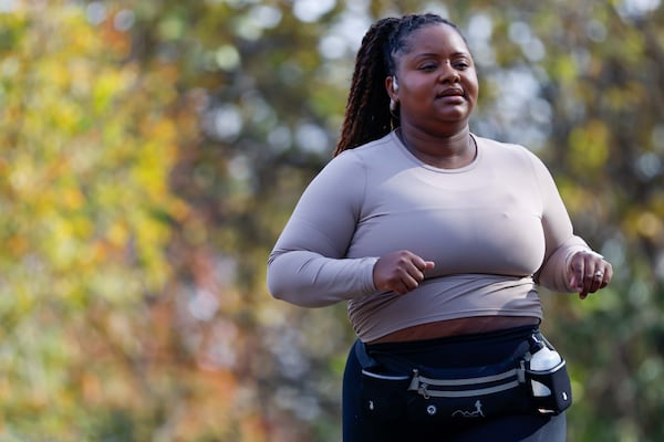 Tatiana O’Hara was spotted jogging along Noonday Trail near Aviation Park in Kennesaw as she prepares for a half marathon on Thanksgiving Day on Wednesday, November 27, 2024. As the founder of the Best for Last Run Club, O’Hara is positively impacting by building a supportive community. She actively shares her running journey through engaging videos on TikTok and Instagram.
(Miguel Martinez / AJC)