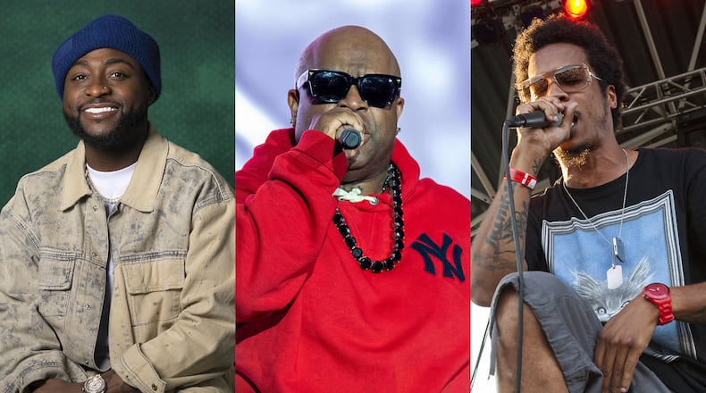 Atlanta’s FIFA Fan Fest at Centennial Olympic Park will feature free concerts from Davido (from left), CeeLo Green and Nappy Roots. (AP)
