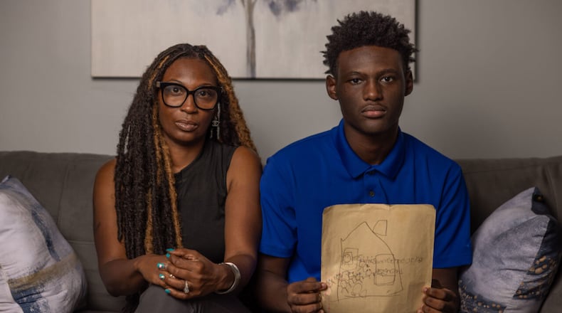 Trina Martin and her 14-year-old son Gabe Watson say they're still dealing with trauma seven years after the FBI mistakenly raided their Atlanta home looking for a violent gang member. Watson was 7 when the pre-dawn raid occurred and he drew a picture of the incident.