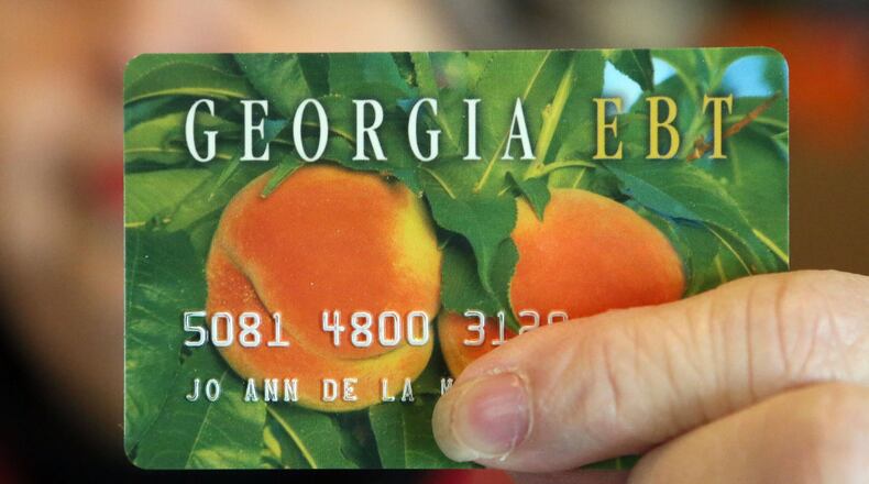 Georgians use this EBT card to access food stamp benefits. BOB ANDRES / BANDRES@AJC.COM
