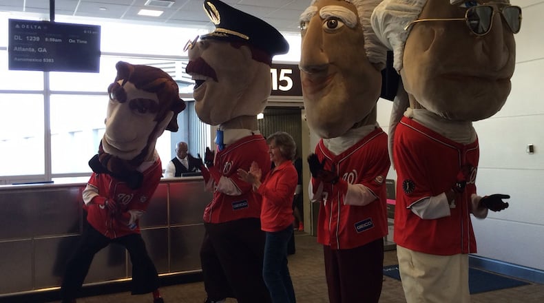Unusual antics in the gate area at Reagan National Airport.