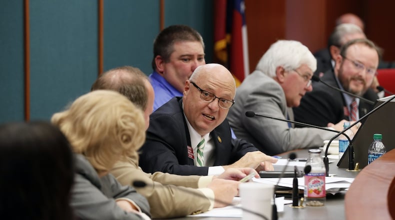 State Rep. Ed Rynders, the chairman of the House Governmental Affairs Committee, calls for a vote Wednesday on Senate Bill 403. The committee endorsed the legislation, which would replace Georgia’s voting machines. The bill would allow for paper ballots to be used for auditing election results. BOB ANDRES /BANDRES@AJC.COM