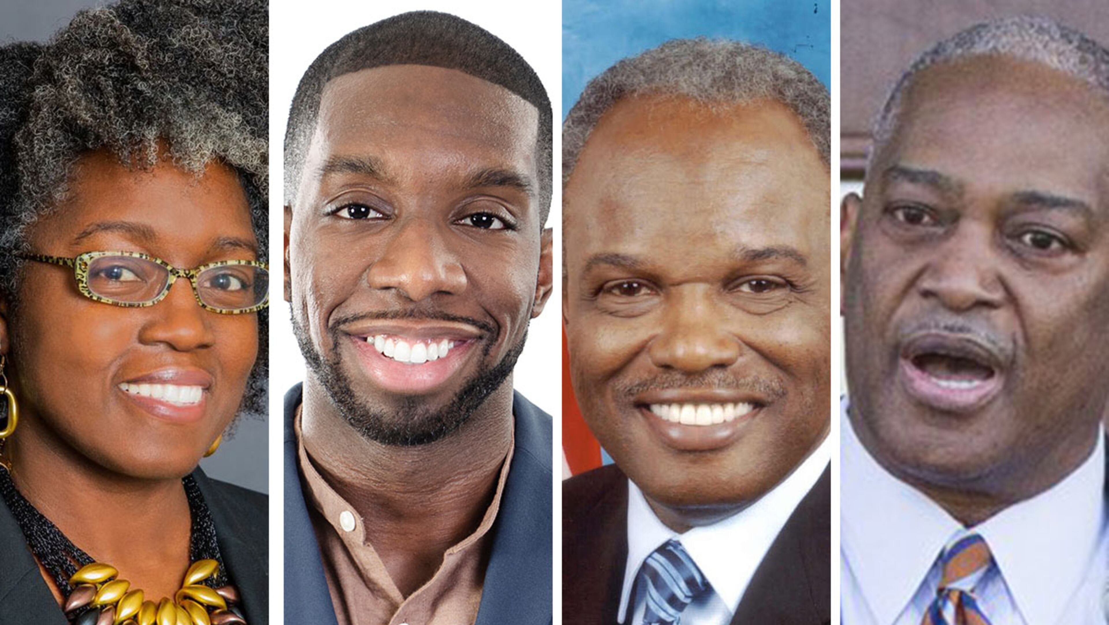 State Rep. Jasmine Clark, D-Lilburn; Everton Blair; U.S. Sen. David Scott, D-Atlanta; and state Rep. Emanuel Jones, D-Decatur, will face off next year in the Democratic primary for Georgia's 13th Congressional District, a seat now held by Scott. (AJC file photos)