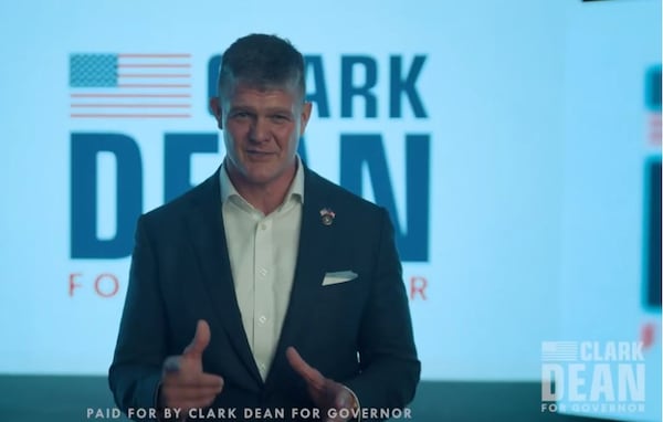 Clark Dean, Republican candidate for governor, as seen in a new ad. (Screenshot)