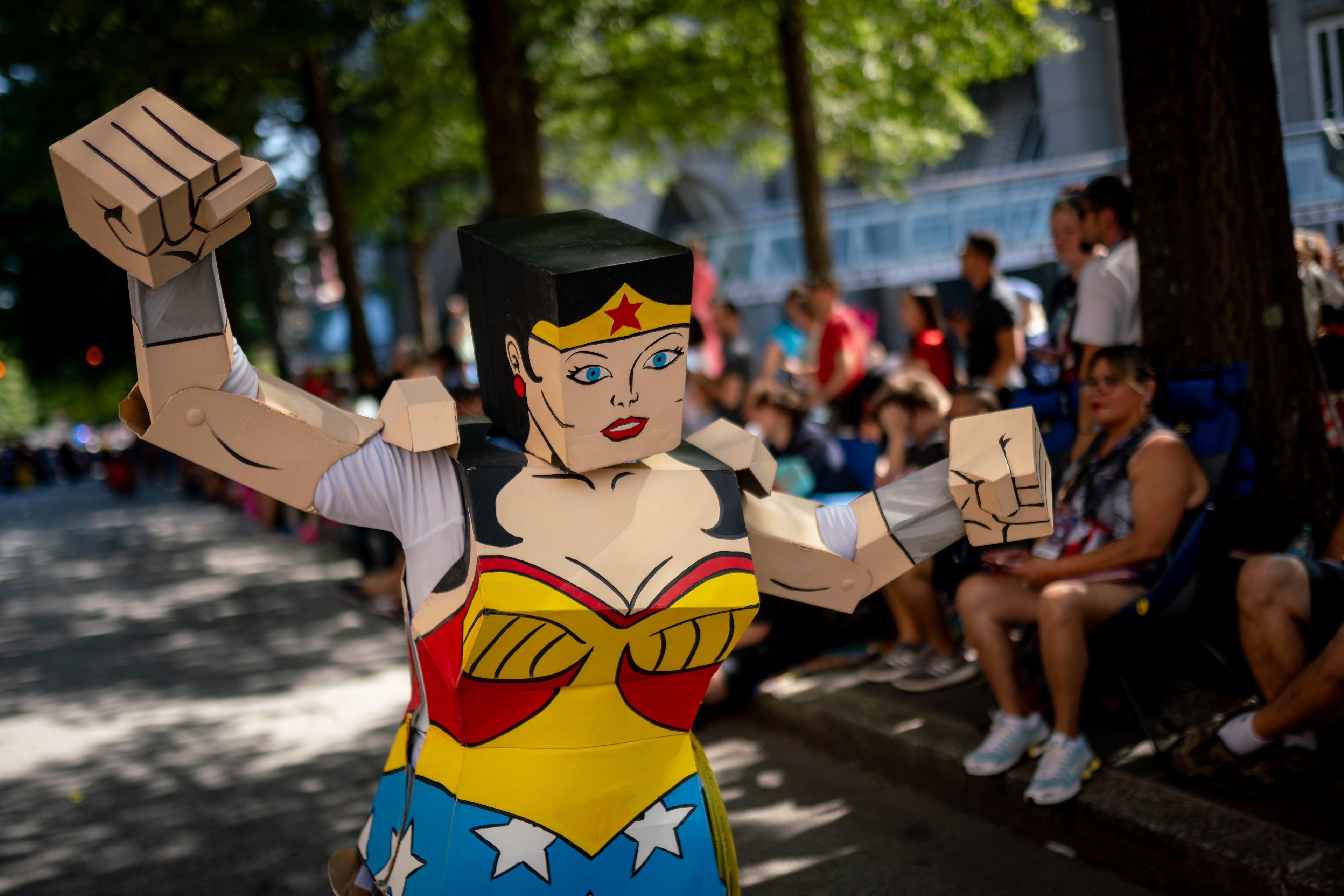 Thousands lined up along Peachtree Street on Saturday morning, August 31, 2024, for the annual Dragon Con parade in Atlanta. (Ben Hendren for The Atlanta Journal-Constitution)