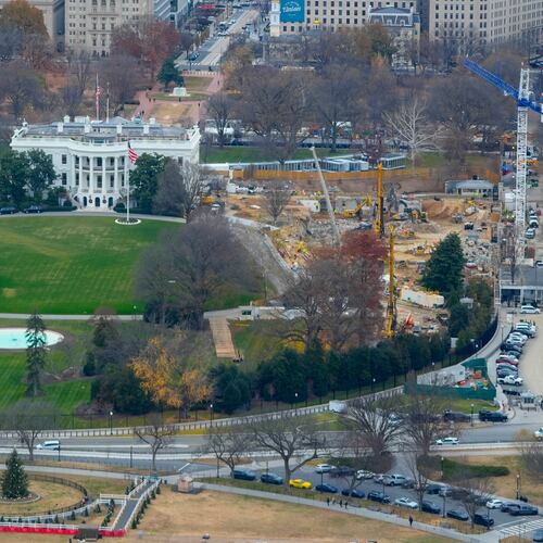 Work continues on the construction of the ballroom at the White House, Tuesday, Dec., 9, 2025, in Washington, where the East Wing once stood. (AP Photo/Pablo Martinez Monsivais)