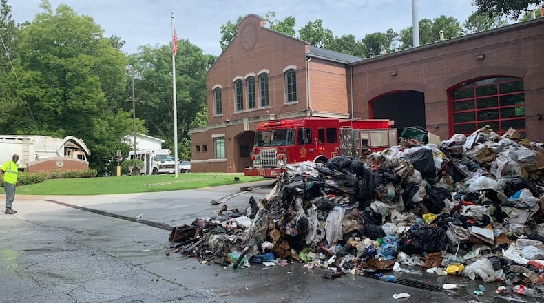The fire department tweeted this picture of the massive mound of trash.