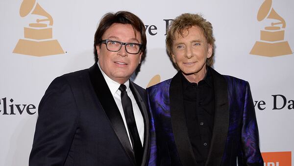 Singer Barry Manilow (right) and his manager, Garry Kief, were married in 2014.  (Photo by Kevork Djansezian/Getty Images)