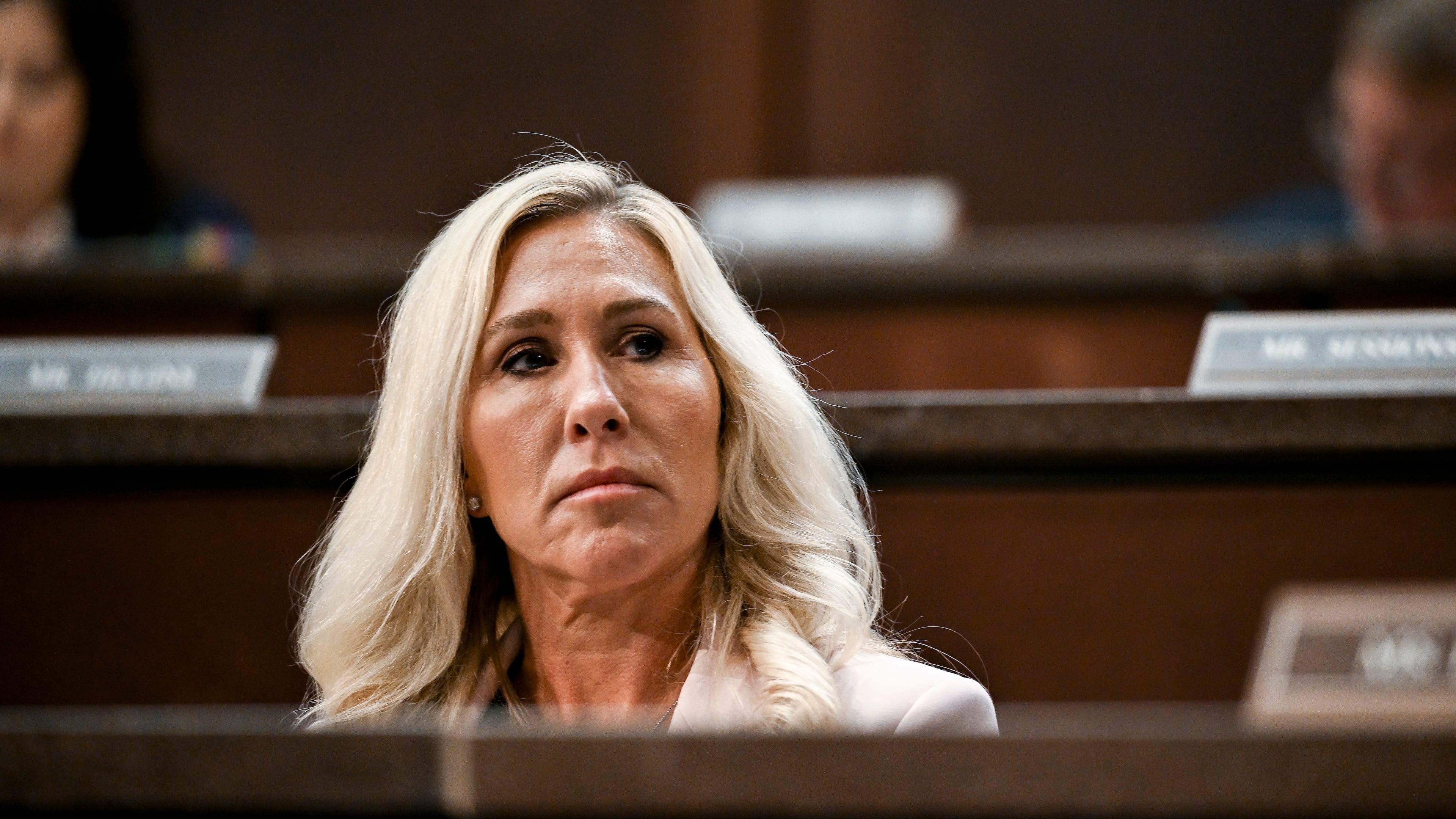 Rep. Marjorie Taylor Greene (R-Ga.) — pictured during a meeting of the House Committee on Oversight and Government Reform in June — said: “My own adult children’s insurance premiums for 2026 are going to double, along with all the wonderful families and hard-working people in my district." (Kenny Holston/The New York Times)