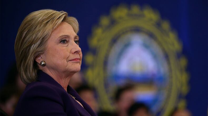 Democratic presidential candidate, former Secretary of State Hillary Clinton looks on during a campaign event at Winnacunnet High School on February 2, 2016 in Hampton, New Hampshire. A day after narrowly defeating Sen. Bernie Sanders (I-VT) in the Iowa caucus, Clinton is campaigning in New Hampshire a week ahead of the state's primary. (Photo by Justin Sullivan/Getty Images)