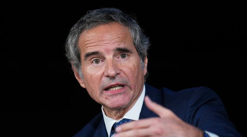 FILE - Rafael Grossi, one of the four candidates for the next UN Secretary-General, attends an event, "The Leader the UN Needs: Choosing the Next Secretary-General," in London on May 28, 2026. (AP Photo/Kin Cheung, File)