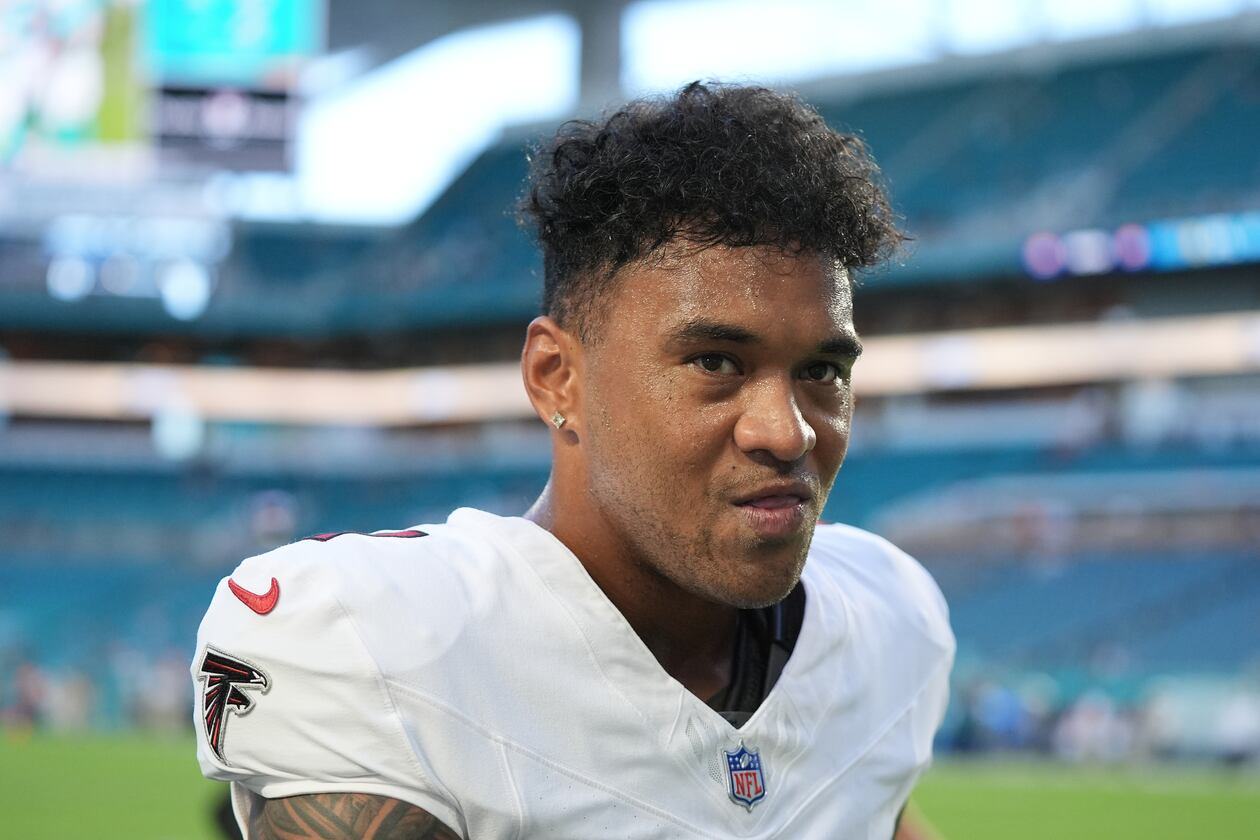 Atlanta Falcons quarterback Tua Tagovailoa walks on the field before an NFL preseason football game against the Miami Dolphins, Friday, Aug. 28, 2026, in Miami Gardens, Fla. (Lynne Sladky/AP)