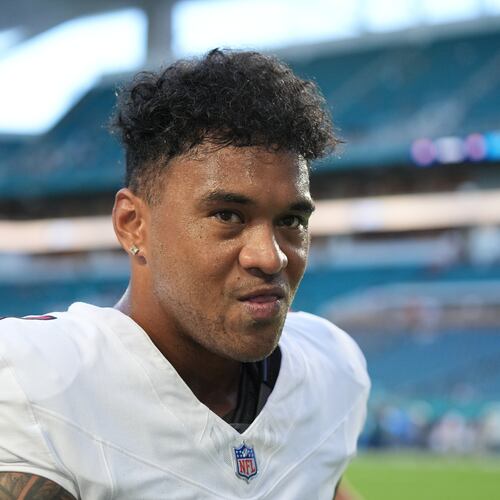 Atlanta Falcons quarterback Tua Tagovailoa walks on the field before an NFL preseason football game against the Miami Dolphins, Friday, Aug. 28, 2026, in Miami Gardens, Fla. (Lynne Sladky/AP)