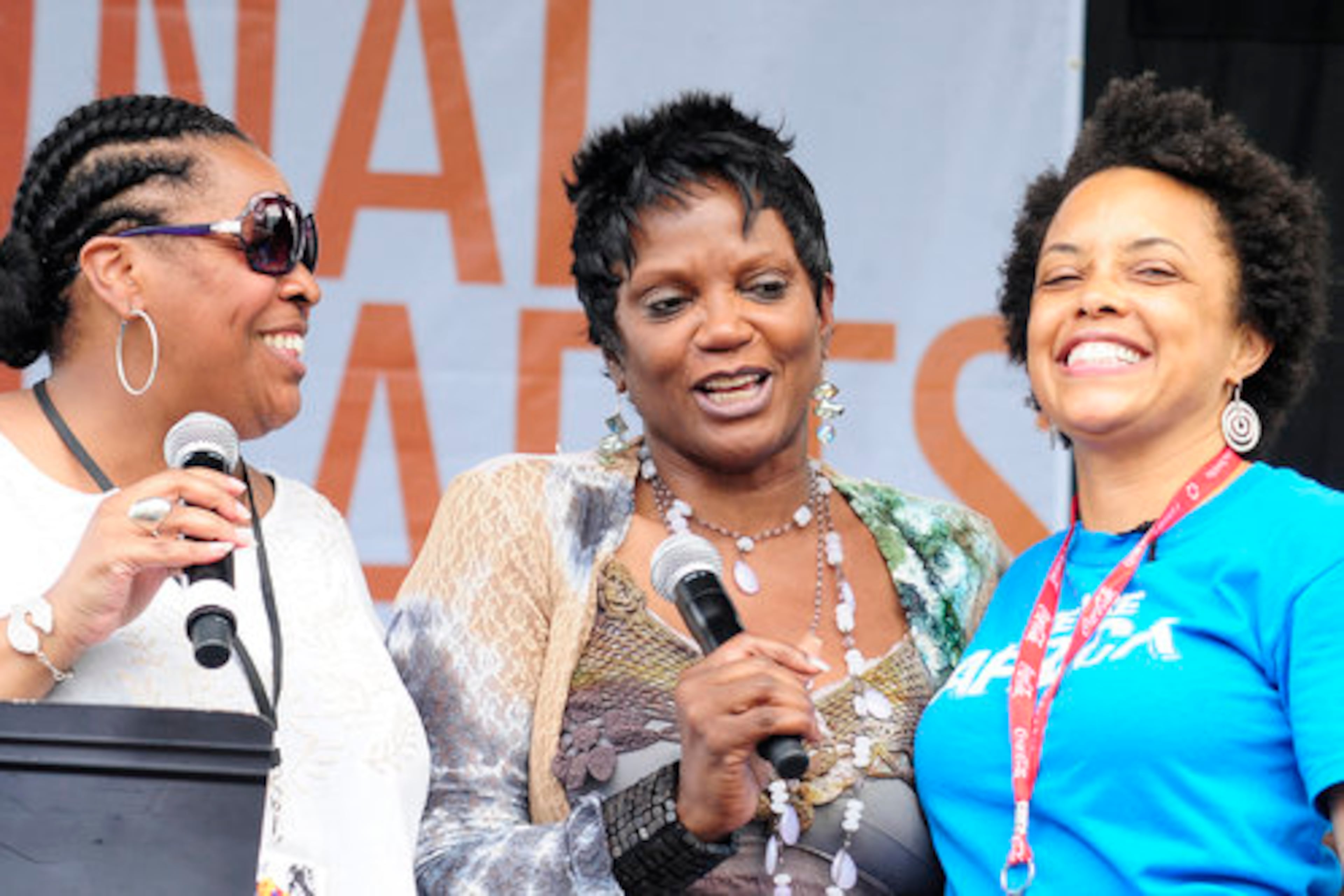 Actress Anna Maria Horsford is given her African ancestral information by Gina Paige of AfricanAncestry.com with the help of the NBAF's Leatrice Ellzy. (Raymond Hagans)