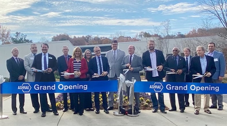 ASHRAE recently held a ribbon cutting celebrating the complete conversion of their 66,700-square-foot global headquarters. In attendance at the ceremony were representatives from the offices of U.S. Senators Jon Ossoff and Raphael Warnock and Congresswoman Carolyn Bourdeaux, along with county and city officials. (Courtesy ASHRAE)
