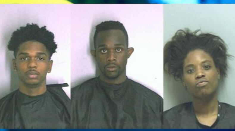 Daquan Jamiel Cosby (left), Richard Kimble Davis Jr. and Shenica Timmons. (Credit: DeKalb County Sheriff's Office)