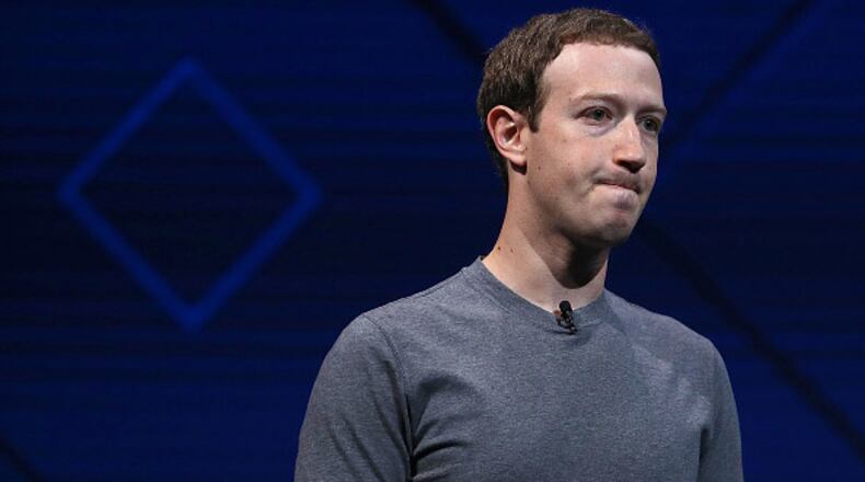 SAN JOSE, CA - APRIL 18: Facebook CEO Mark Zuckerberg delivers the keynote address at Facebook's F8 Developer Conference on April 18, 2017 at McEnery Convention Center in San Jose, California. The conference will explore Facebook's new technology initiatives and products. (Photo by Justin Sullivan/Getty Images)