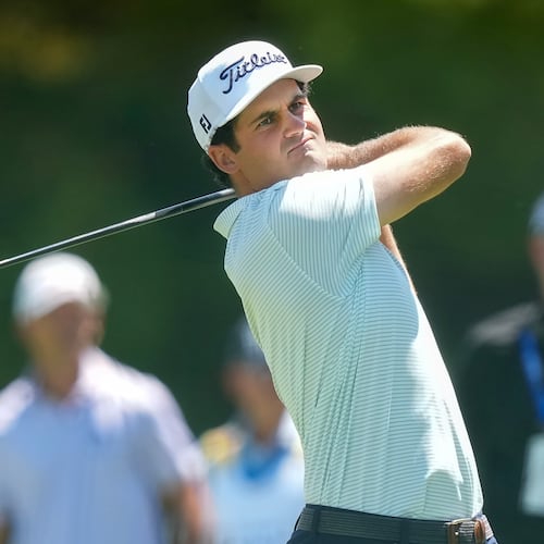 Jackson Suber tees off on the second hole during the third round at the Canadian Open golf tournament in Caledon, Ontario, Saturday, June 13, 2026. (Nathan Denette/The Canadian Press via AP)